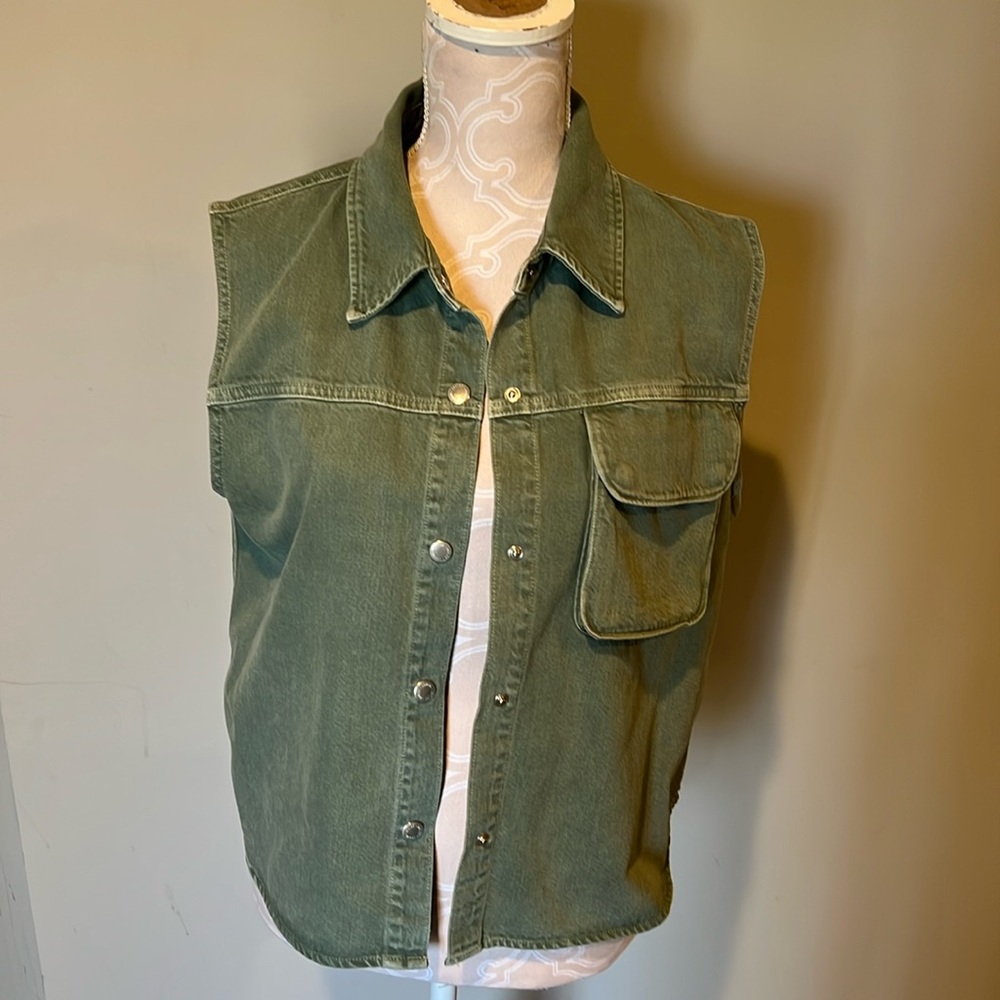 AGOLDE olive colored Sleeveless Denim Vest